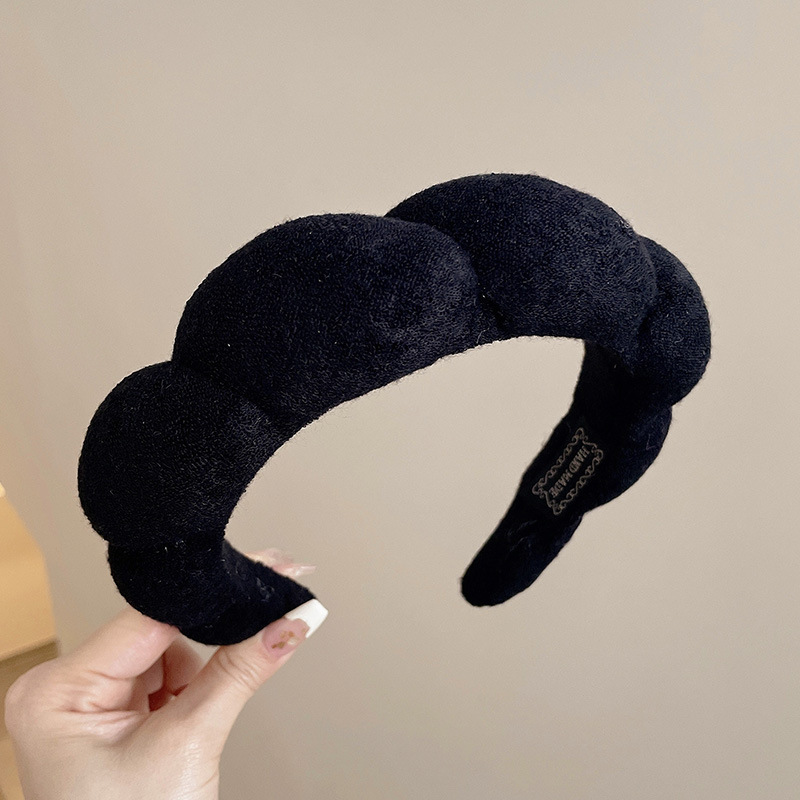 Banda para el cabello con pliegues en la parte superior del cráneo alto, horquilla de lavado de cara negra 2025 nuevo paquete de cabello a presión rojo neto, diadema de todo fósforo para mujeres