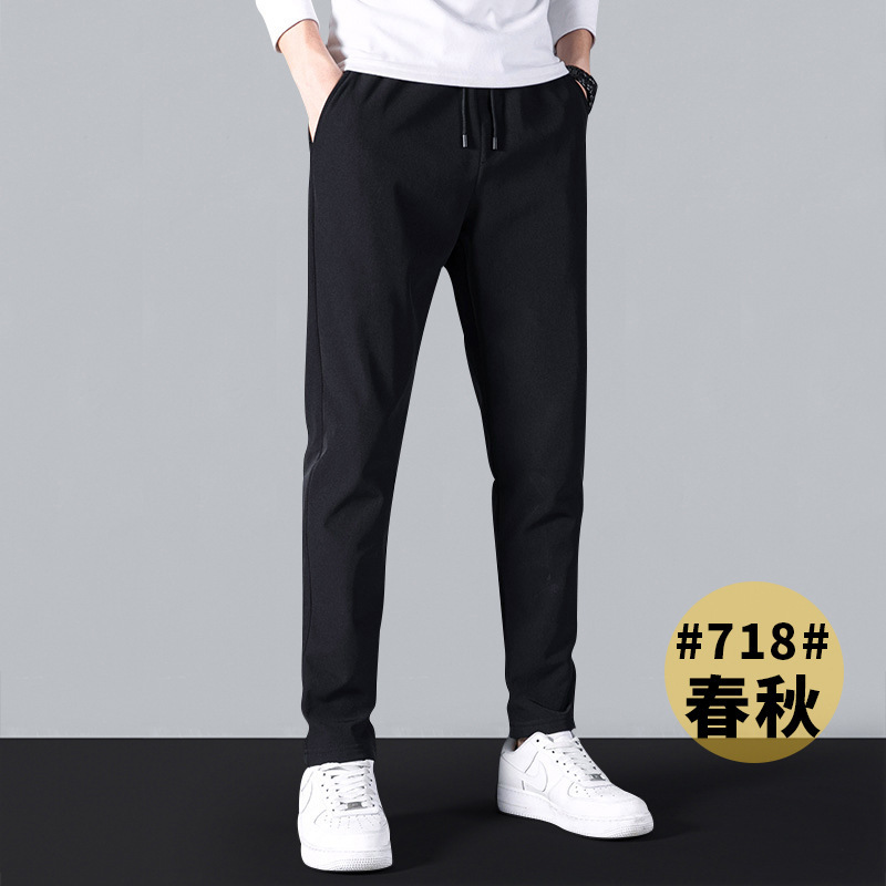 718 осенние брюки черного цвета без каблука