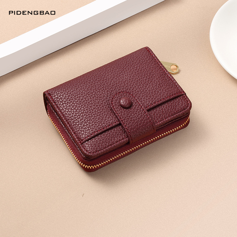 Maroon lychee pattern wallet