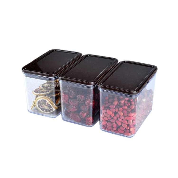 Plástico rectangular sellado tarro fruta en polvo tarro comida sellada caja de almacenamiento tarro más nítido tarro de almacenamiento de gran tamaño pequeño al por mayor