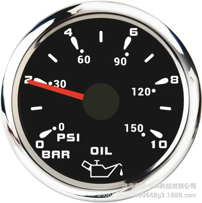 motorboat electric motorcycle GPS – automobile instrument - oil-pressure-gauge-black-background-with-silver-edge