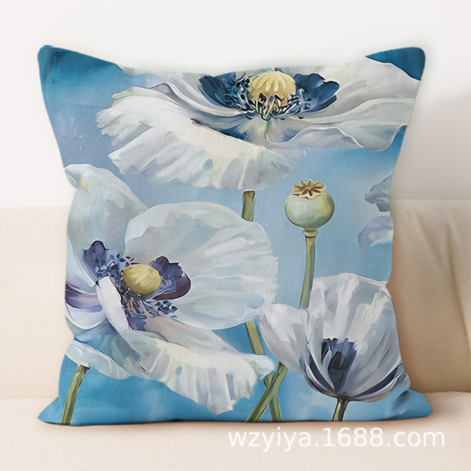 Arte complejo flores plantas verdes funda de almohada sala de estar sofá cojín de coche transfronterizo