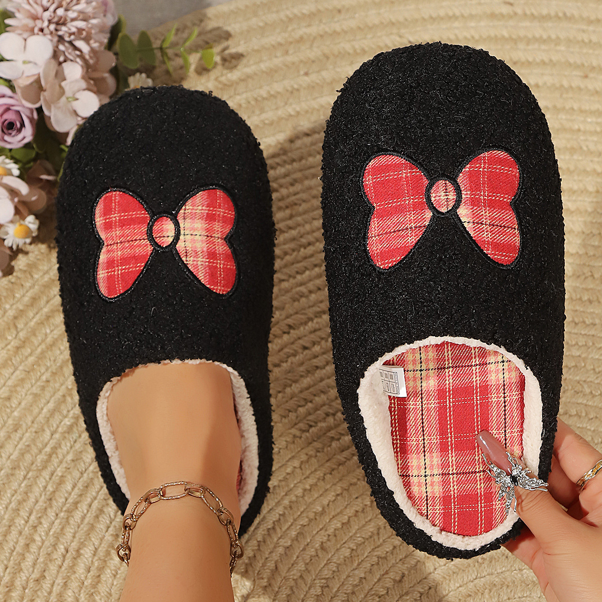 Zapatos de algodón domésticos zapatillas de algodón transfronterizas mujeres arco damas otoño y invierno interior y exterior zapatillas de peluche cálidas