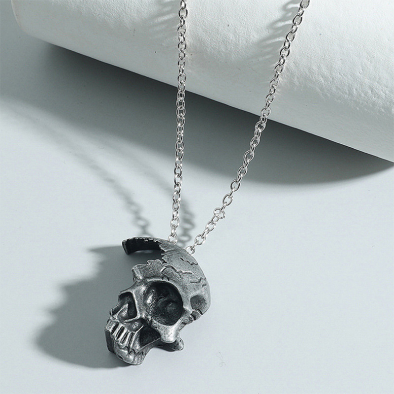 Collar de calavera para hombre, diseño avanzado, moda hip hop europea y americana