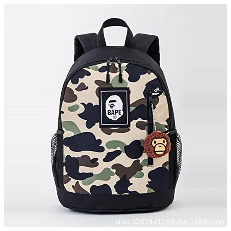 In-Stock Japanese Magazine Supplement Doll Pendant Backpack for Teenagers, Street Fashion Camouflage Print Large Capacity Double Shoulder Backpack