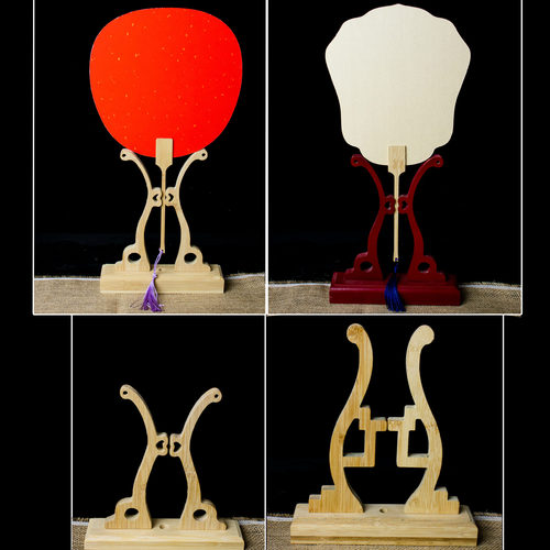 Solid wood bamboo fan stand wholesale ancient style bridal fan bracket folding fan fan holder fan ornament display stand base