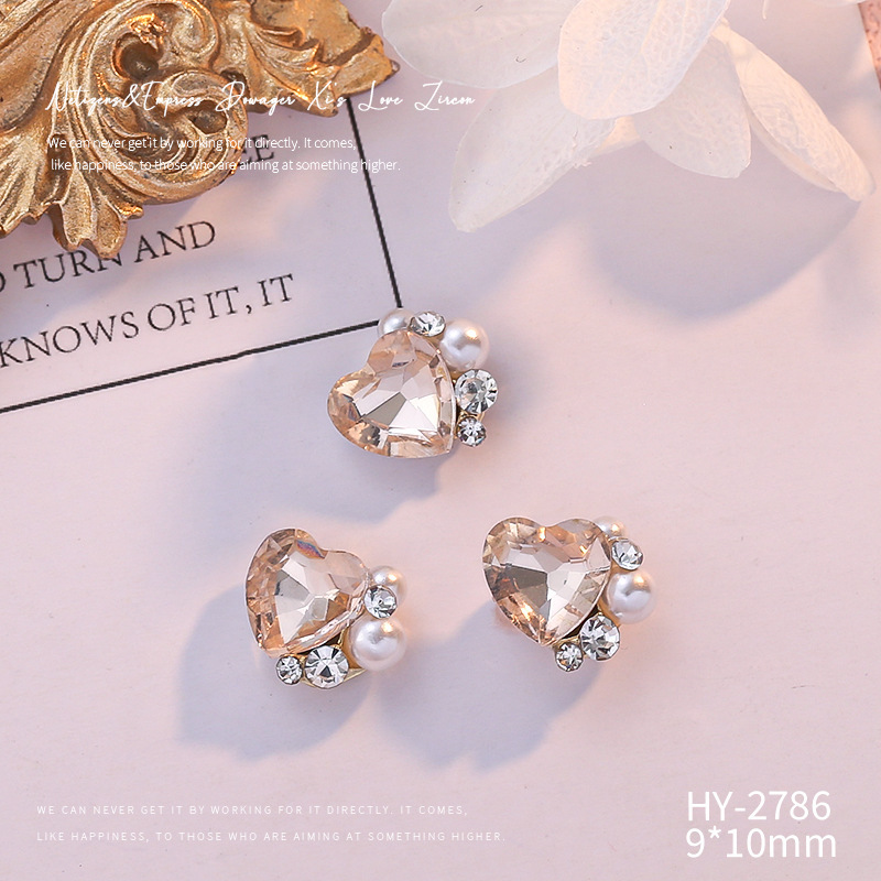 Celebridad en línea Maillard joyería de uñas de cristal pila diamante producto terminado flash torcido corazón grasa cuadrado hecho a mano perla joyería de uñas