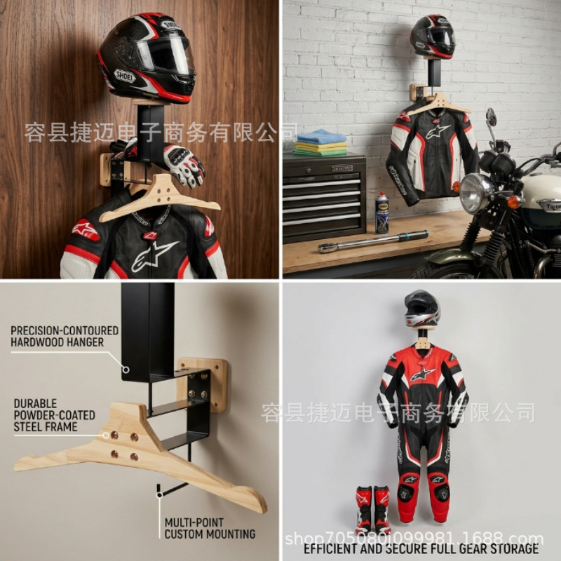 Tactical helmet wall-mounted storage rack, wall display rack for motorcycle enthusiasts, made of solid wood, does not damage motorcycle helmets