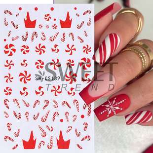 Cross-border New Source Nail Art Sticker 3D Christmas Snow Snowman Flower Elk Scarf Gift Nail Adhesive Patch