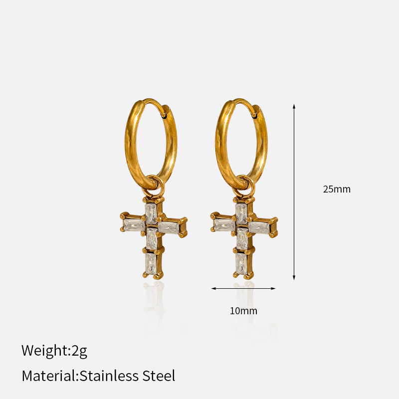 Drop Earrings Classification 1 Pair IG Style Elegant Vintage Style Cross Devil's Eye Heart Shape 304 Stainless Steel Drop Earrings
