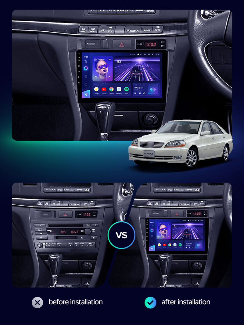 Suitable for Toyota 00-07 Mark Android large screen audio and video Bluetooth radio gps car navigation all-in-one machine