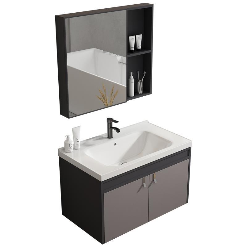 Gabinete de baño de aleación de aluminio de espacio combinación balcón lavabo de baño lavabo de cerámica integrado lavabo de baño mesa de lavado