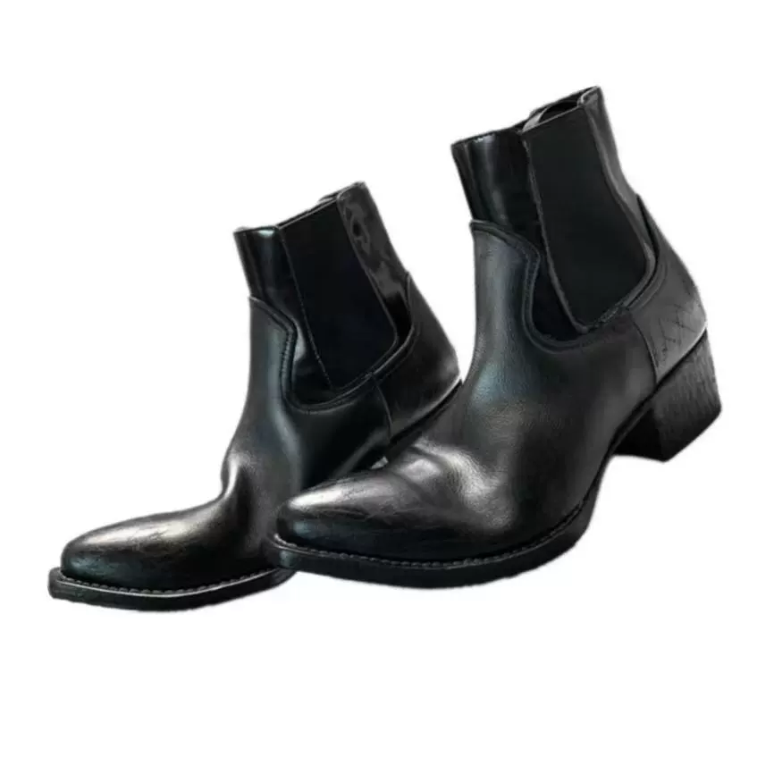 Ботинки-челси в британском стиле ретро-волшебника, черные кожаные ботинки челси с острым носком и средним каблуком