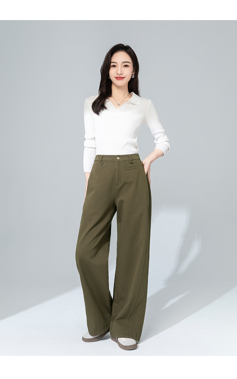 Quần jean nữ ống đứng cạp cao dáng suông — Màu trắng chi tiết 23