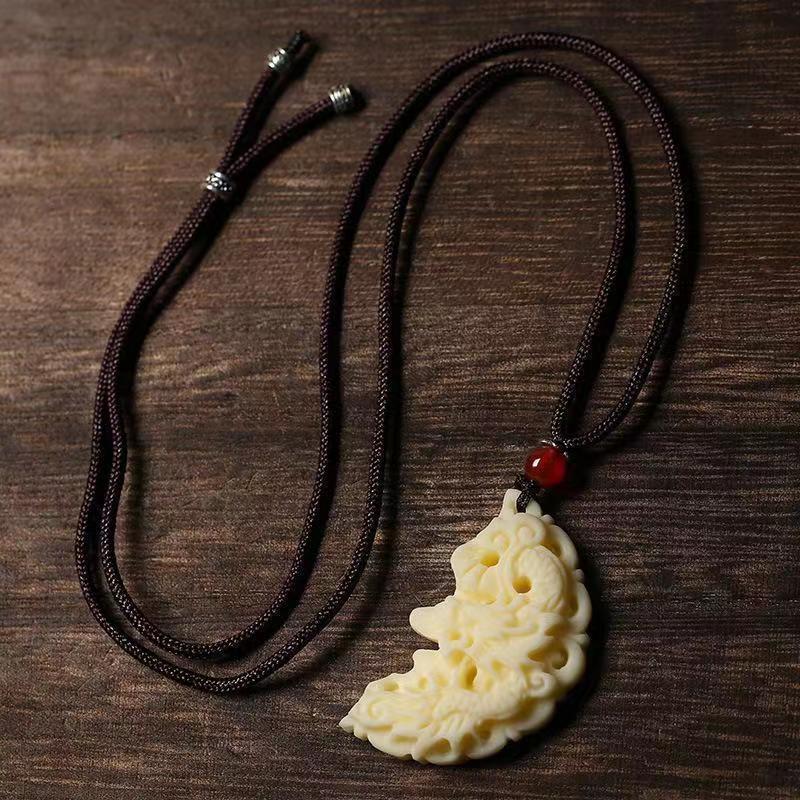 百搭雕件象牙果吊坠男女龙凤款项链情侣龙凤呈祥一对款情人节礼物