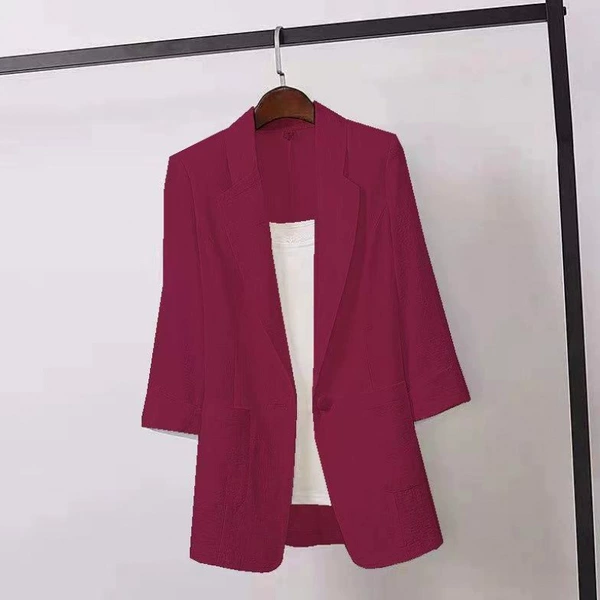 Three-quarter sleeve suit---dark red