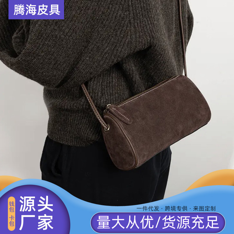 2025 New Niche Simple Fashion Single Shoulder Bag Matte Pu Pen Holder Crossbody Bag Retro Cylinder Women's Bag Wholesale 2025 New Niche Simple Fashion Single Shoulder Bag Matte Pu Pen Holder Crossbody Bag Retro Cylinder Women's Bag Wholesale