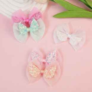 Mesh Double-Layer Sequin Bow Angel Wings Kidsren's Hair Accessories Accessories Iy Clothes Shoes Socks Bags Accessories Decoration