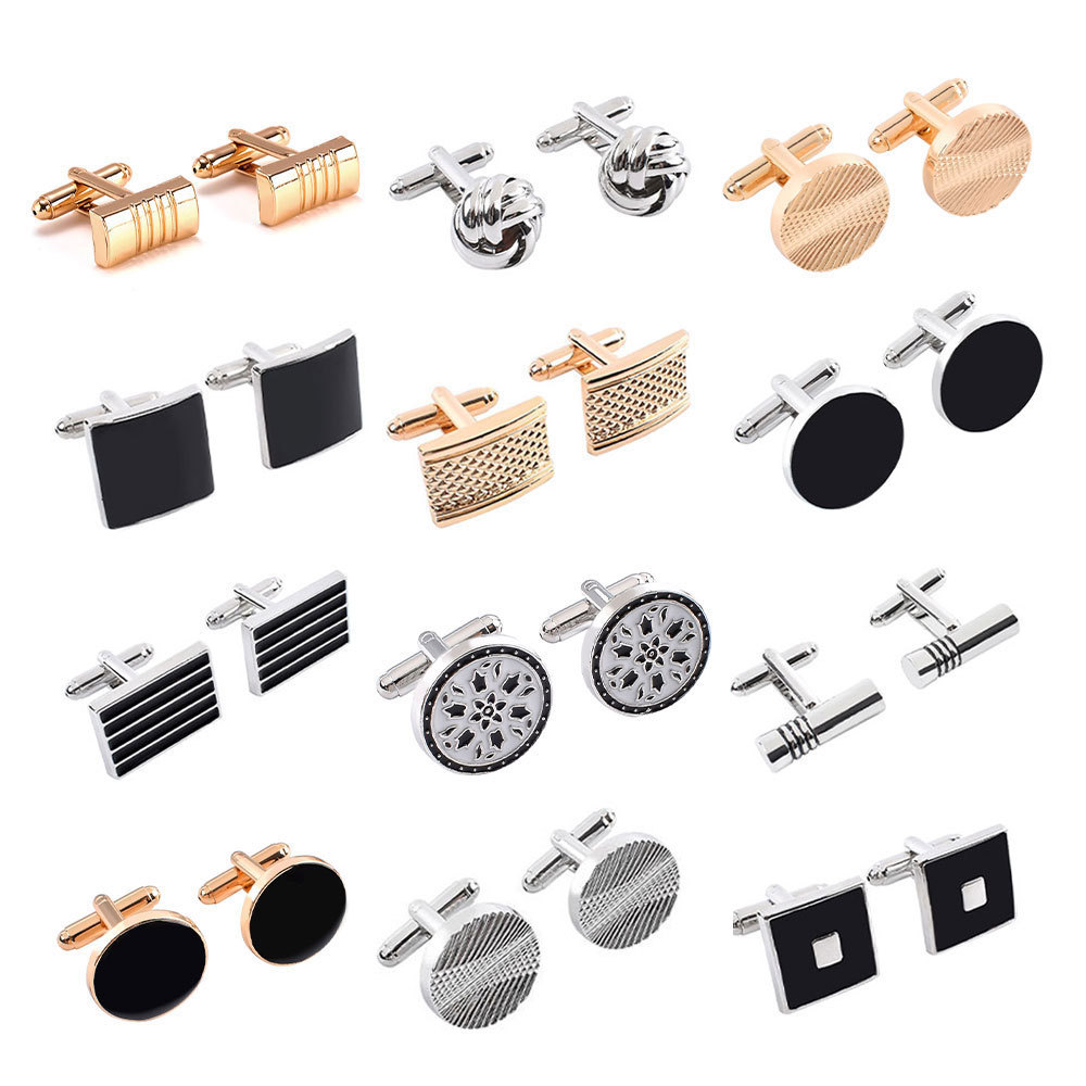Factory Direct Sales European and American New Geometric Men's Cylindrical Strip Sleeve Studs French Simple Versatile Fashion Cufflinks in Stock