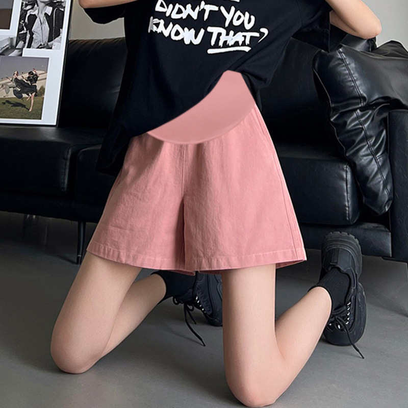 Pregnant Women Summer New Cotton and Linen Outer Wear Shorts Wide Leg Pants Loose Slim A- line Tooling Shorts
