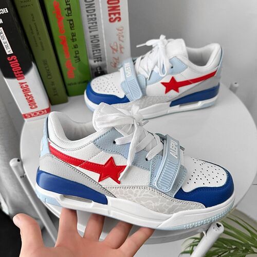 Air cushion star sneakers for women  summer new versatile shoes niche design Velcro student sneakers for women