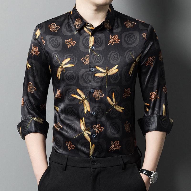 A0235 3650K ÁO SƠ MI NAM ES12A DÀI TAY MÙA XUÂN THU ĐÔNG PHONG CÁCH TRẺ TRUNG HỌA TIẾT HOA THỜI TRANG NAM LỤA TƠ TẰM G06 SẢN PHẨM MỚI
