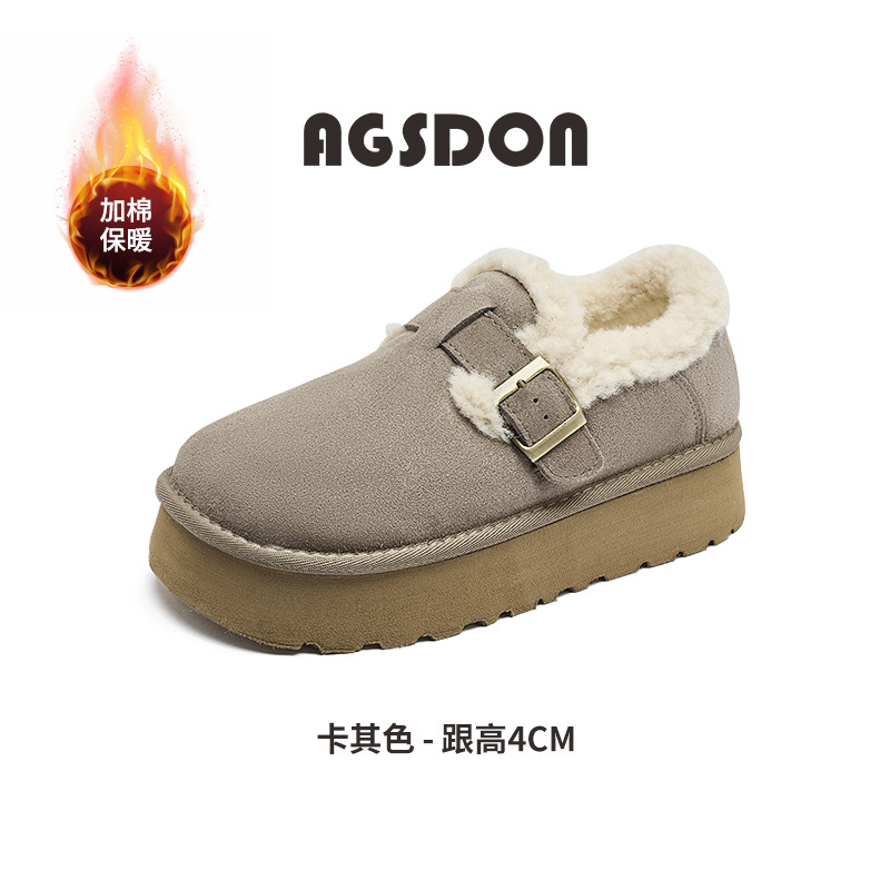Augu Shiden Bocken de suela gruesa para mujeres 2025 nuevo otoño y invierno todo incluido con zapatos de algodón suaves de un pie zapatos de lana
