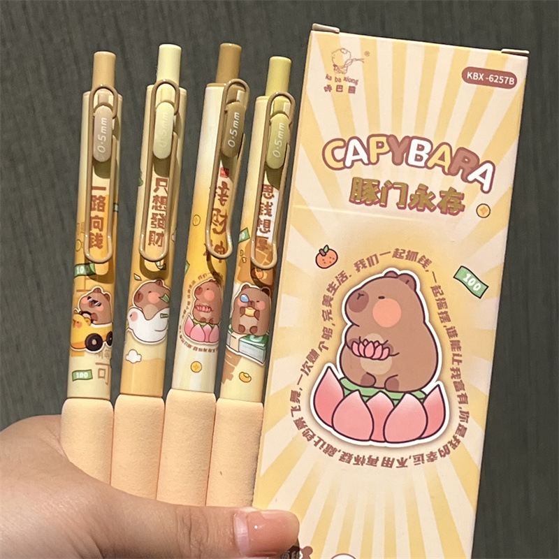 Porcine puerta permanente lápiz esponjoso en el viento alto valor facial st cabeza de lápiz de carbono negro encantador capibara pulsar lápiz negro