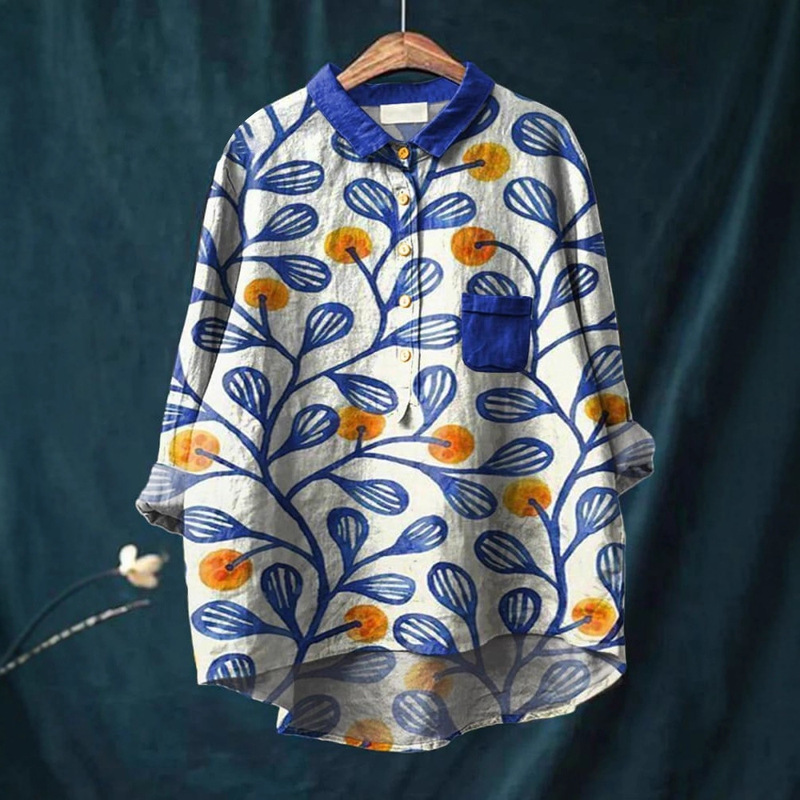 2025 Cross-Border Amazon Hot-Selling New Women's Long-Sleeved Collared Shirt with Fun and Funny Patterns 2025 Cross-Border Amazon Hot-Selling New Women's Long-Sleeved Collared Shirt with Fun and Funny Patterns