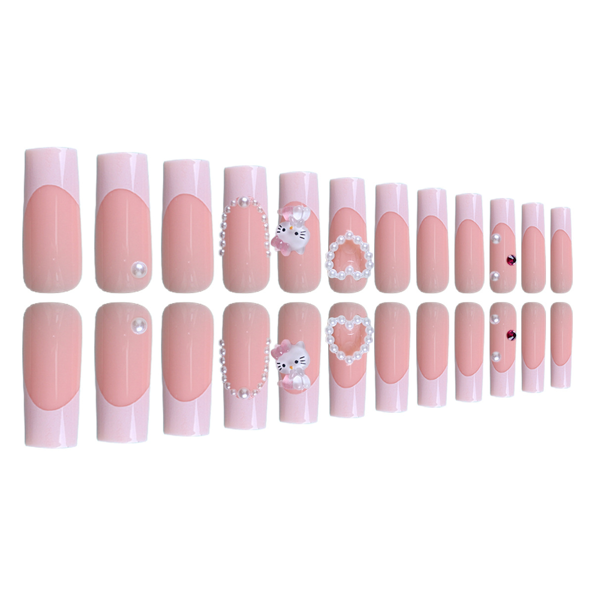 Comercio extranjero super largo diamante dulce lindo forma de corazón usar uñas de ballet desmontables uñas falsas manicuras desmontables