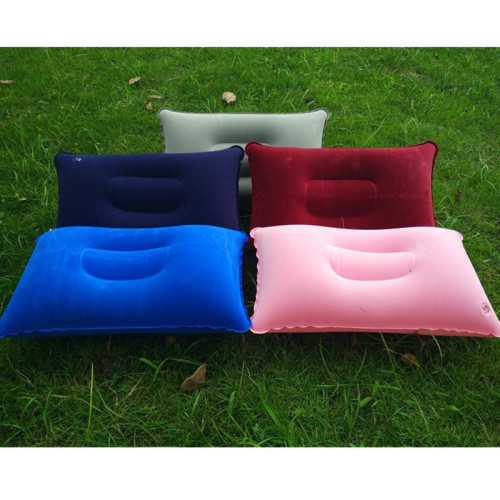Wholesale outdoor PVC pillow, travel camping thick flocked rectangular inflatable pillow, nap companion square pillow