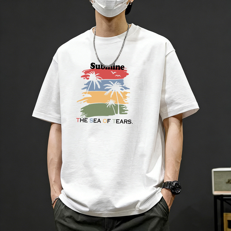 Trendy Brand Printed Short-Sleeved Men's Summer American-Style Design Versatile Loose T-Shirt Outdoor High Street Casual T-Shirt Trendy Brand Printed Short-Sleeved Men's Summer American-Style Design Versatile Loose T-Shirt Outdoor High Street Casual T-Shirt