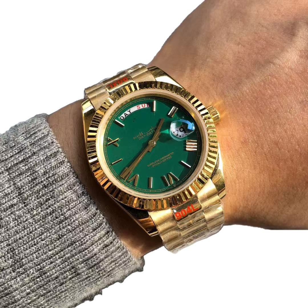 Comercio exterior transfronterizo negro DD diario de domingo mesa de juego verde reloj mecánico automático reloj de hombre reloj calendario doble