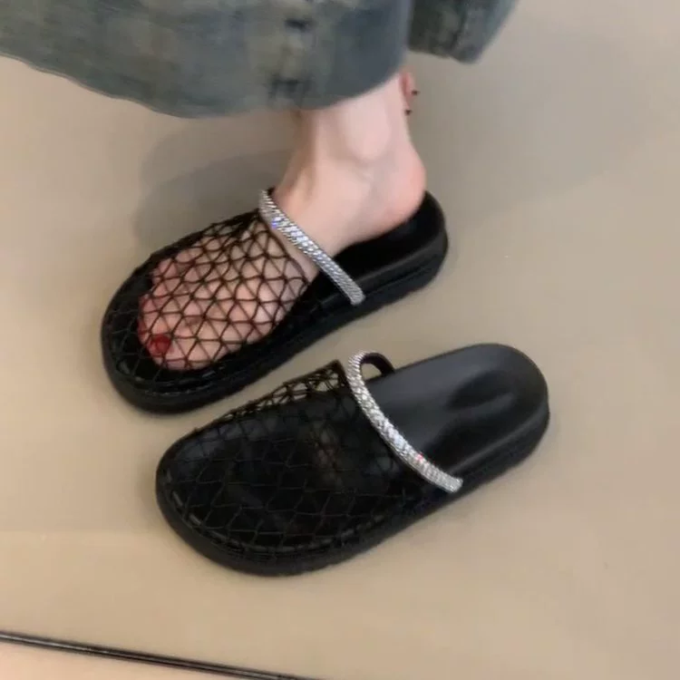 Модные домашние тапочки с закрытым носком, черные, для взрослых, в наличии, повседневные, пластиковые и другие резиновые.