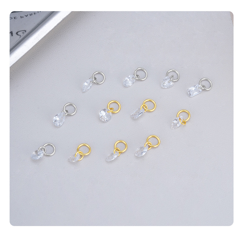 1 Piece 1 Pair 4.9*12.9mm 925 Sterling Silver Zircon 18K Gold Plated Oval Water Droplets Heart Shape Pendant Hook Earring Findings Earring Findings display picture 2