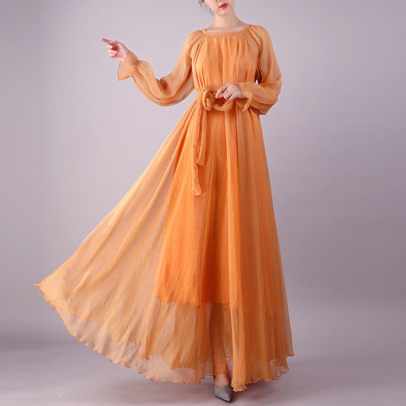 Sanya Qinghai Beach Dress, Super Fairy-Like, Seaside Vacation, Plus-Size Loose Chiffon Dress, Desert Long Dress, Flowing and Elegant for Photos Sanya Qinghai Beach Dress, Super Fairy-Like, Seaside Vacation, Plus-Size Loose Chiffon Dress, Desert Long Dress, Flowing and Elegant for Photos