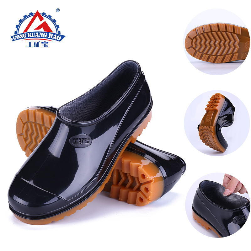 Low-top short-Tube Men's rain boots kitchen car wash ingot shoes cotton waterproof non-slip rubber shoes wear-resistant thick-soled water shoes overshoes