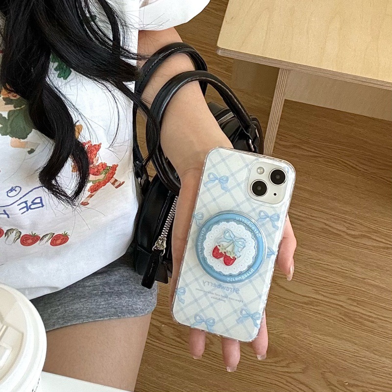 Pequeño arco azul fresco para Apple 16ProMax funda para teléfono móvil 15Pro magnético 14/13 femenino 15PM nuevo