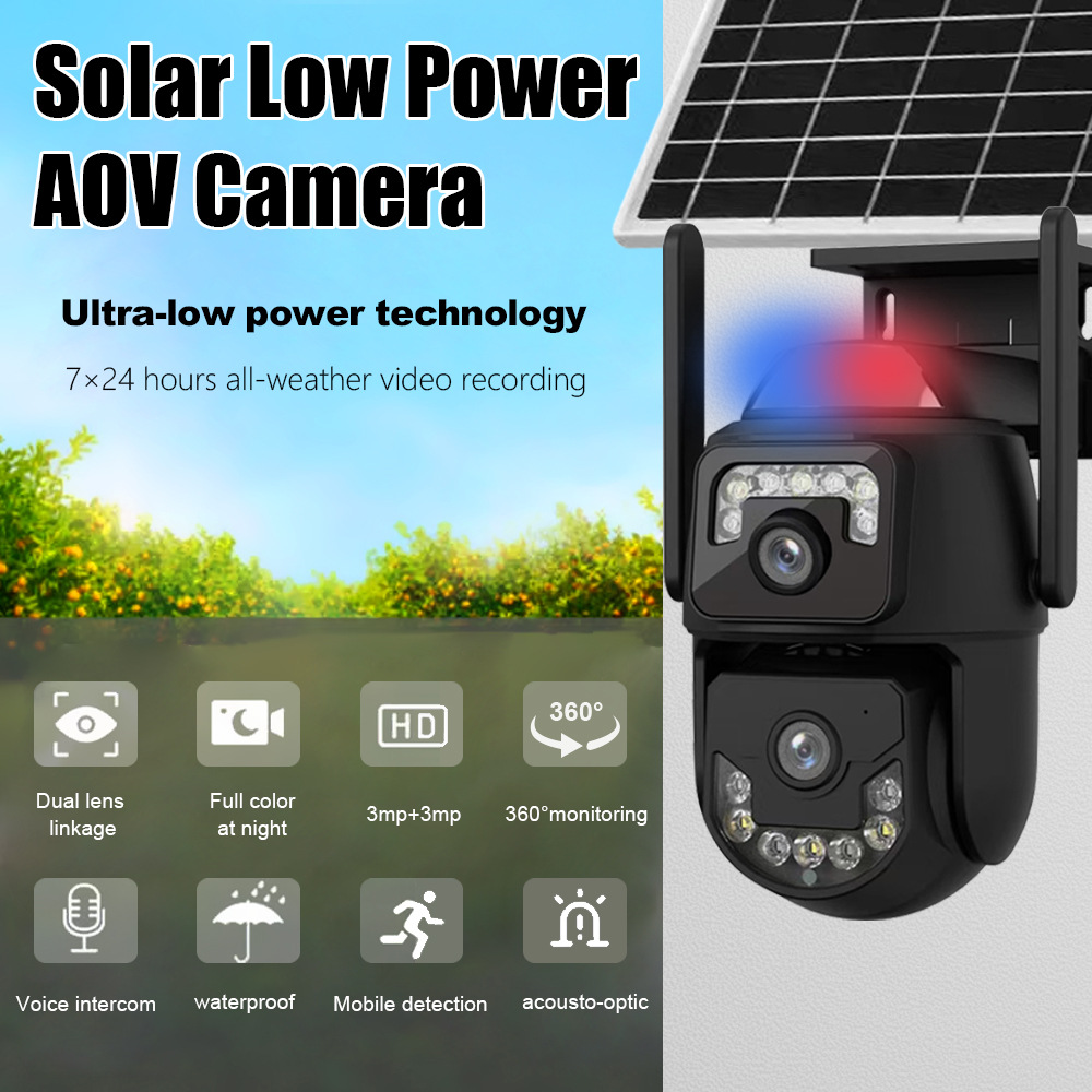 QL99全天候录像防水太阳能监控器600万高清远程对讲4G家用摄像头