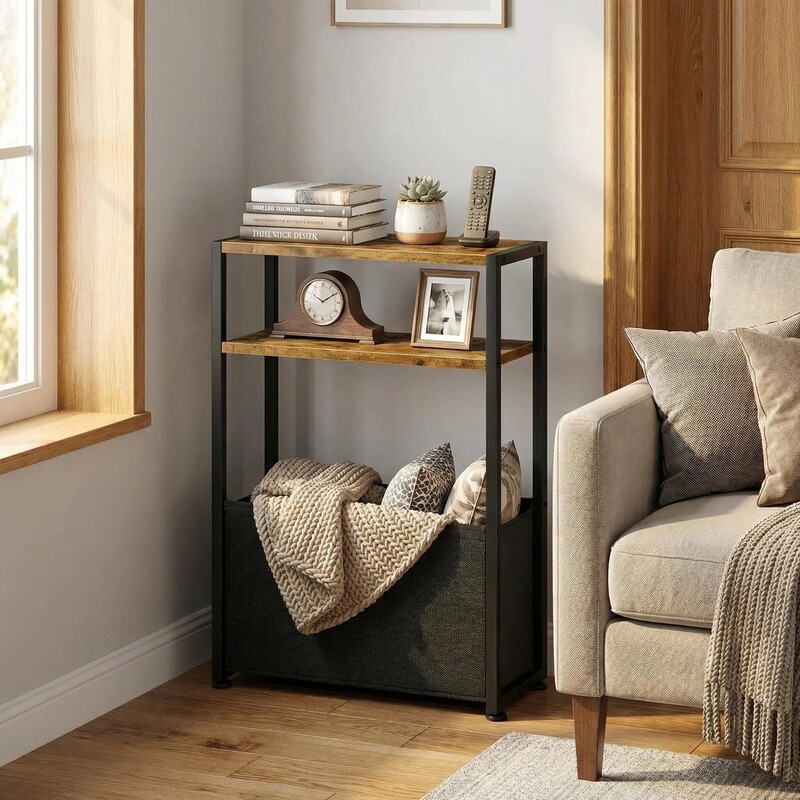 Double-Layer Bathroom Storage Rack, Living Room Sofa with Storage, Coffee Table Side Table, Multi-Layer Carbon Steel Movable Storage Organizer
