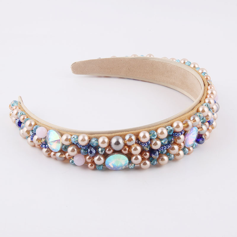 Arylic Material Baroque Sponge Broad-rim Pearl Rhinestone Headband
