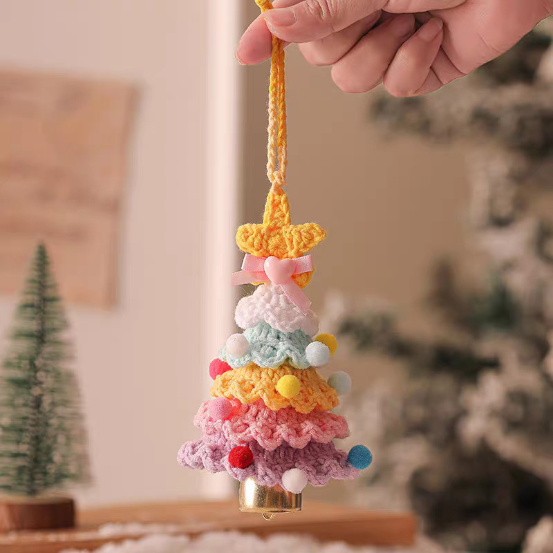 爆款圣诞节Christmas tree车挂件圣诞树毛线手工钩织礼物创意挂件|undefined