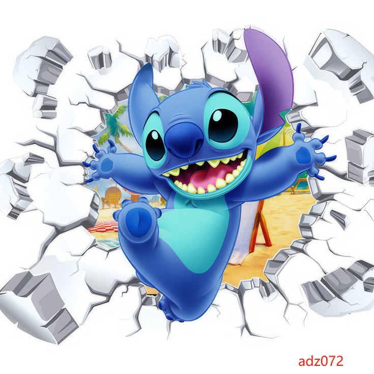 Cartoon transfronterizo Sticky pared pegatinas tridimensionales a través de la pared decoración de la pared de la habitación de niños pegatinas autoadhesivas diseño de fondo creativo