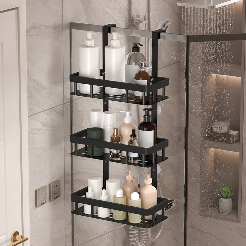 Bathroom Rack Door Rear Hanging Rack Wall-Mounted 3-Layer Shower Gel Rack Toilet Shower Room Bathroom Supplies Storage Rack