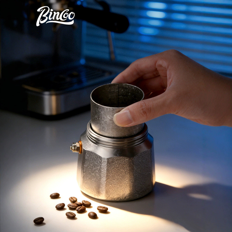 Bincoo pure titanium stove accessories, three-valve stainless steel moka pot, double-valve household coffee pot, anti-over-extraction stove