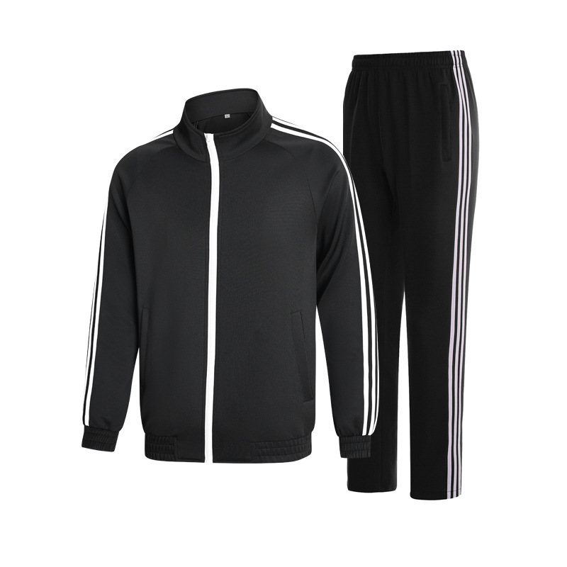 Primavera y otoño chaqueta de trabajo grupo trajes deportivos deportivos para estudiantes trajes deportivos de tres barras para hombres y mujeres