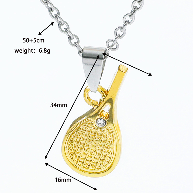 Wholesale Jewelry Tennis Racket Pendant Titanium Steel Necklace Nihaojewelry display picture 1