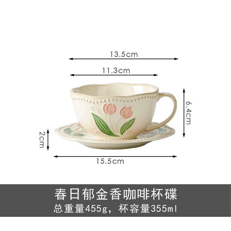 Tazas de café y platos
