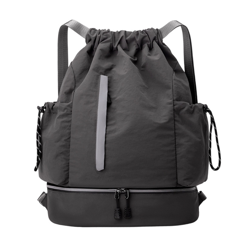 Bolso de baloncesto al aire libre ligero de moda, diseño de tira reflectante, deportes, fitness, ocio, mochila con cordón, stock de gran capacidad