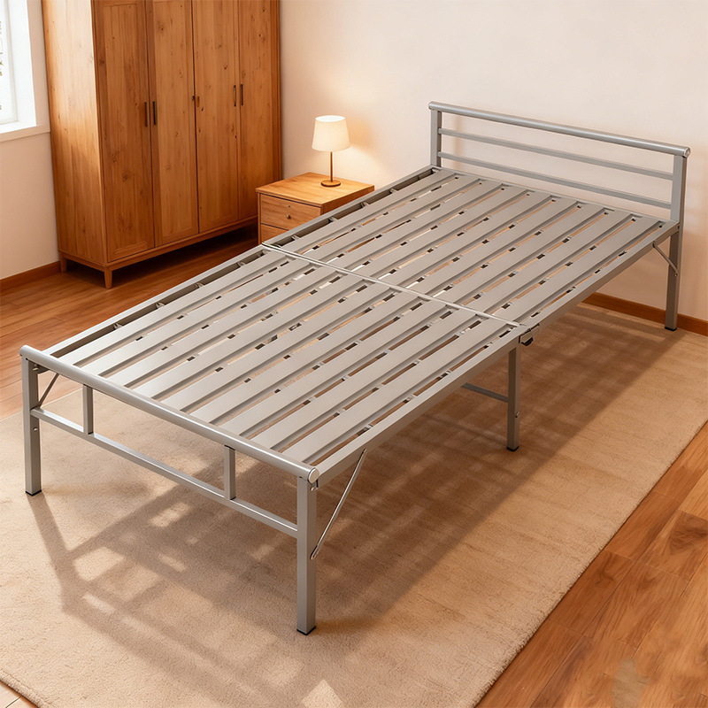 Cross-Border Lunch Break Iron Frame Bed Office Dormitory Folding Bed Single Foldable Simple Emergency Iron Bed Wholesale